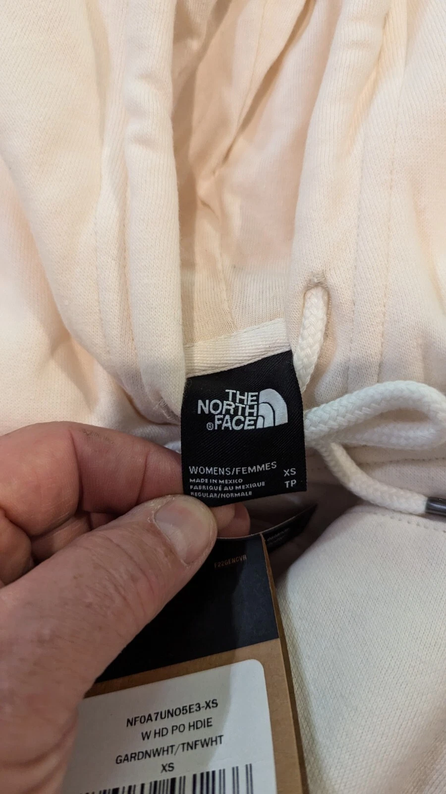 OFF WHITE Felpa con cappuccio North Face mezza cupola logo donna XS stile pullover bianco Gardenia 266