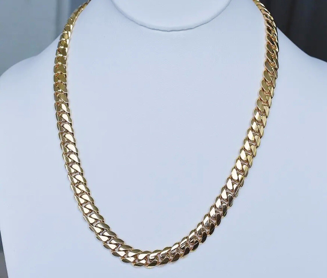 Solid Gold 8mm Cuban Link Chain 10k Real 10k Solid Yellow Gold 8mm