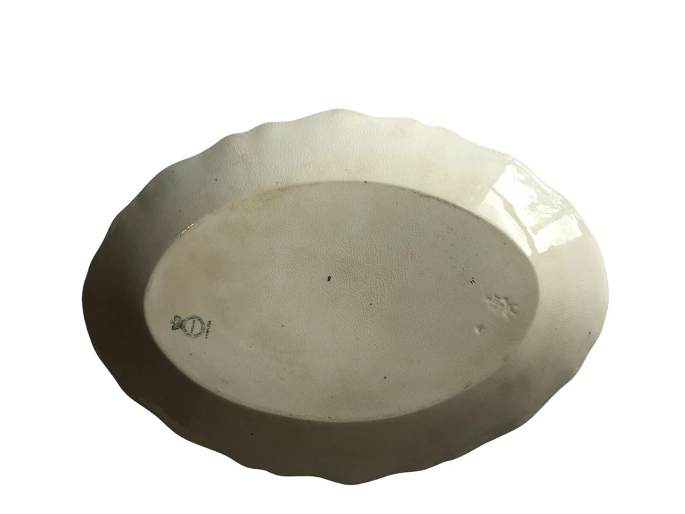 Plato Ovalado Antiguo John Haddock Hamilton Verde 15" Años 1890 Inglaterra Foto 2 de 4