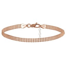 Rose Gold Flashed Sterling Silver Mesh Design Anklet