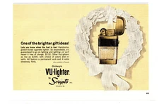 1963 Vu-Lighter Goldenglo Scripto Gift Wreath Christmas Color Print Ad