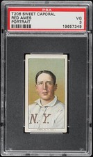 1909-11 T206 Red Ames NY Giants PORTRAIT, SWEET CAPORAL 150/30 PSA 3 VG