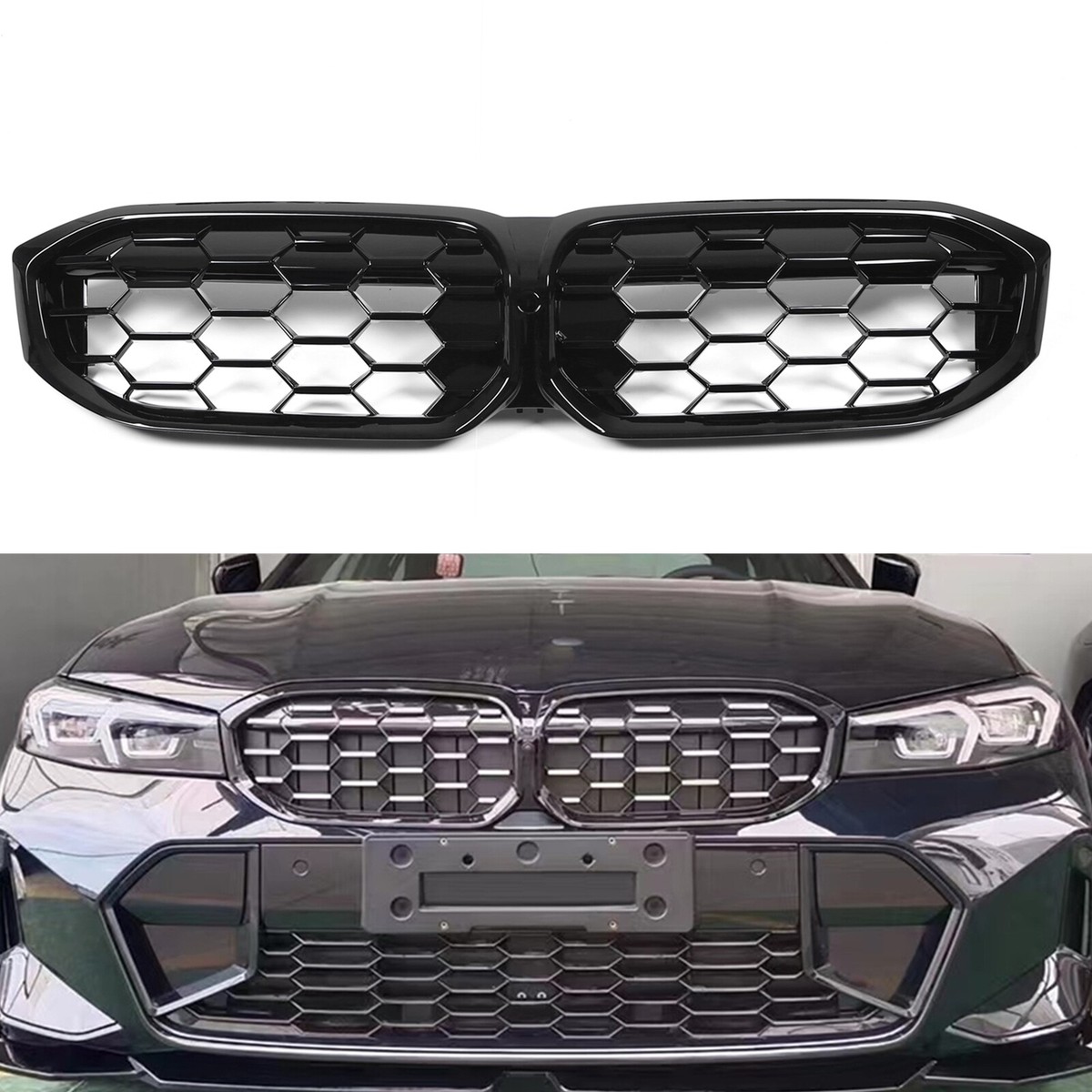 Car Black Front Kidney Grille Mesh For BMW 3 Series G20 G21 23-25 