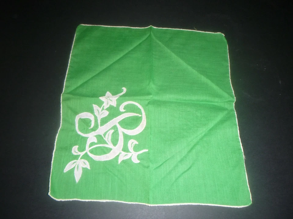 Juego de pañuelos vintage par “B” apliques mono lino azul verde Madeira Foto 2 de 3