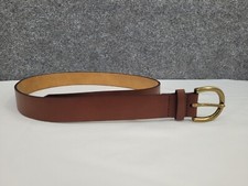 Chaps Leather Belt Mens Small Brass Buckle 1.25 in Wide Genuine Leather Brown