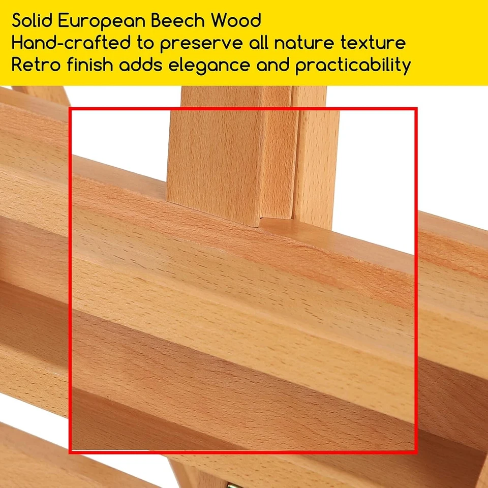 MEEDEN W02B-B Studio Easel Walnut Wood Adjustable with Castors & Tray - Image 3 of 4