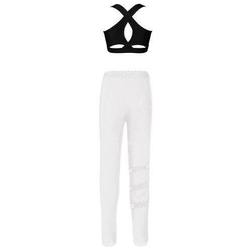 Kids Girls Sports Set Comfortable Crop Top With Leggings Yoga Criss Cross Back - Picture 43 of 61