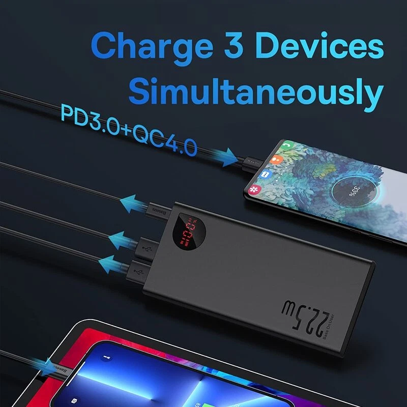 10000mAh 22.5W Fast Charging Power Bank Portable Battery