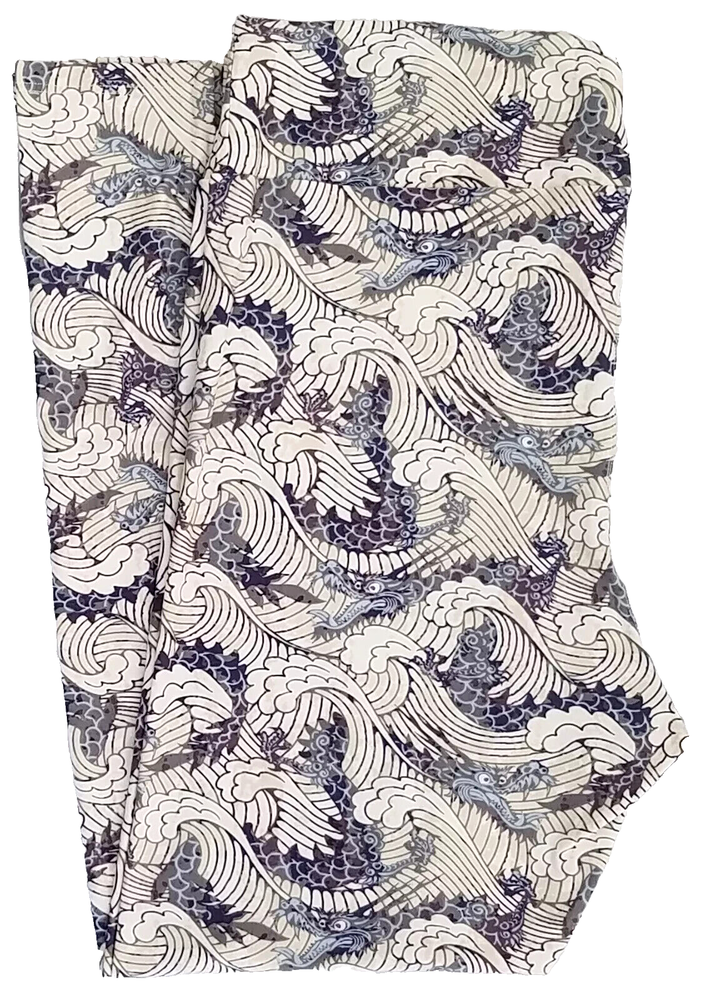 TC Lularoe Leggings Raya and Sisu Asian Dragon Water Waves NWT