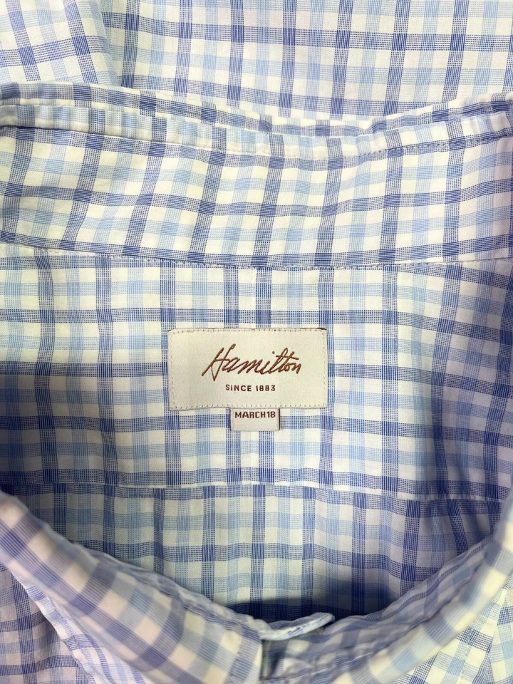 Camisa para hombre Hamilton aprox. Camisa 52 Abotonada Azul Bolsillo a Cuadros 18 de Marzo Foto 2 de 4