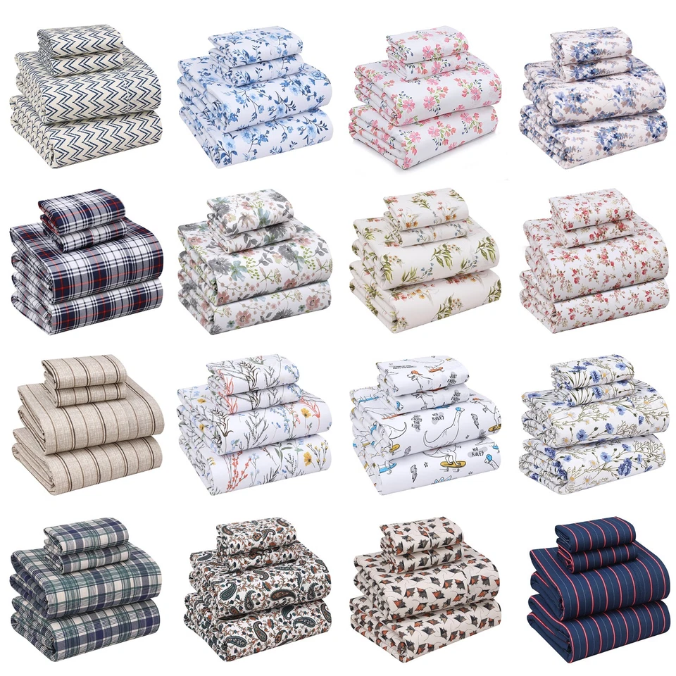 Juego de sábanas 4 piezas 100 % algodón bolsillo profundo 200 hilos acogedoras sábanas suaves Foto 2 de 4