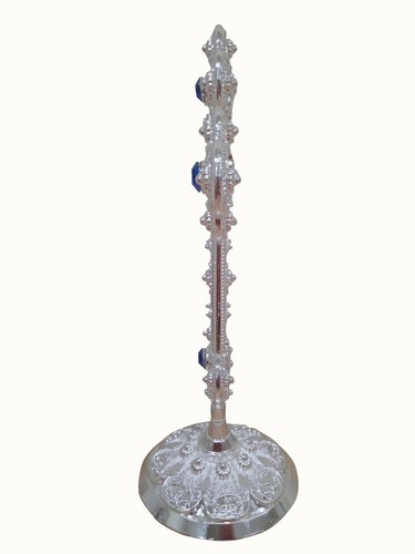 6.5" Engraved Gianniotiko Design Altar Stand Silver Plated Blessing Church Cross - Picture 5 of 9