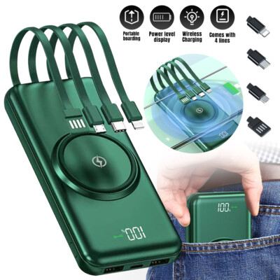 900000mAh Portable Wireless Fast Charger Power Bank Backup External Battery