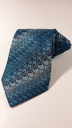 Designer Dona Dona 100% Silk Silver Blue Sharp Men's Tie Necktie - 第 1/2 張圖片