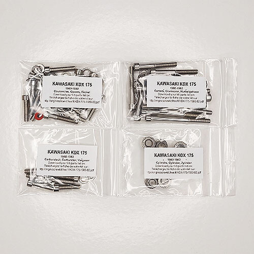 Kit vis carter KDX175 Kawasaki KDX 175 pour réfection moteur atelier enduro vintage