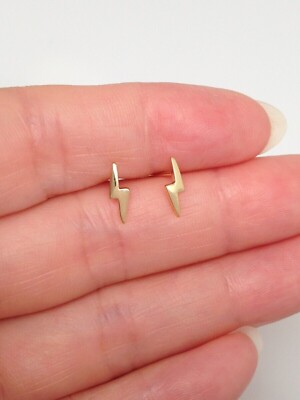 925 Sterling Silber schlichte Blitz Ohrstecker Gold zierlich 9 mm Unisex