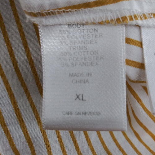 7th Avenue Shirt Womens Size XL White Brown Pinstripe 3/4 Sleeve Button Up - Picture 6 of 9