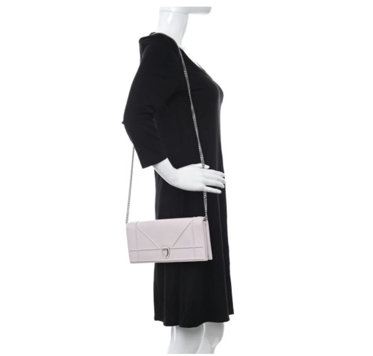 Pochette pochette en cuir de veau à grains Christian Dior rose clair