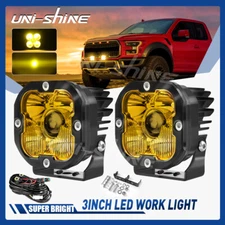 UNI-SHINE 3" LED Work Light Bar Fog Light Pods Yellow for Ford F-150 F-250 F-350