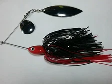  SPINNER BAIT 1 1/4oz MUSKY BASS BUCKTAIL BLACK Red MUSTAD HOOK  DOUBLE BLADE
