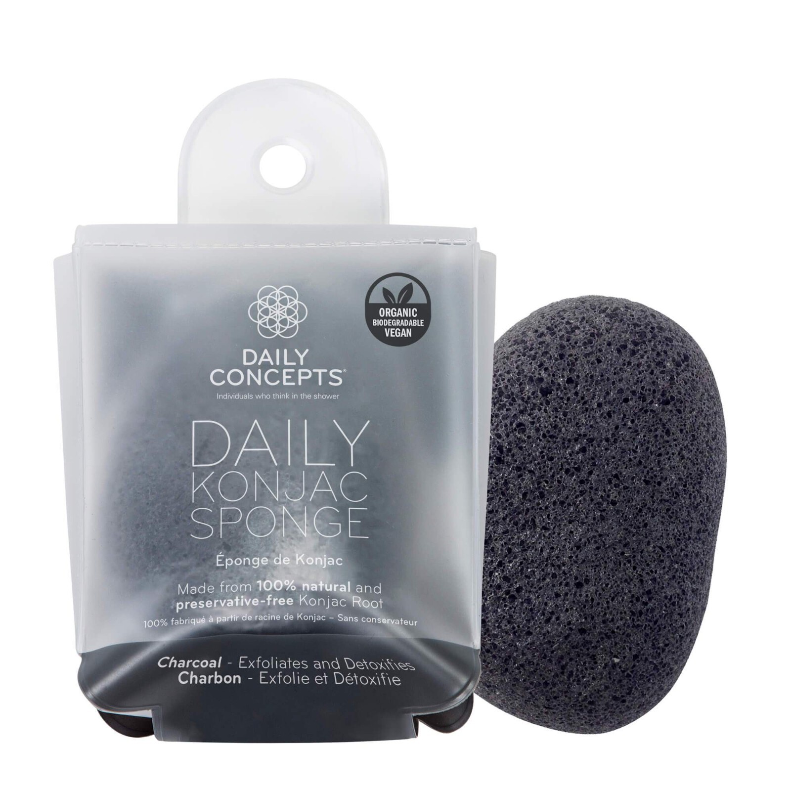 Daily Concepts Konjac Sponge Charcoal Gentle Natural Biodegradable