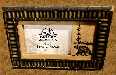 Big Sky Carvers Pine Twig Picture Frame 4'' x 6'' Bear picture Rustic Cabin Decor