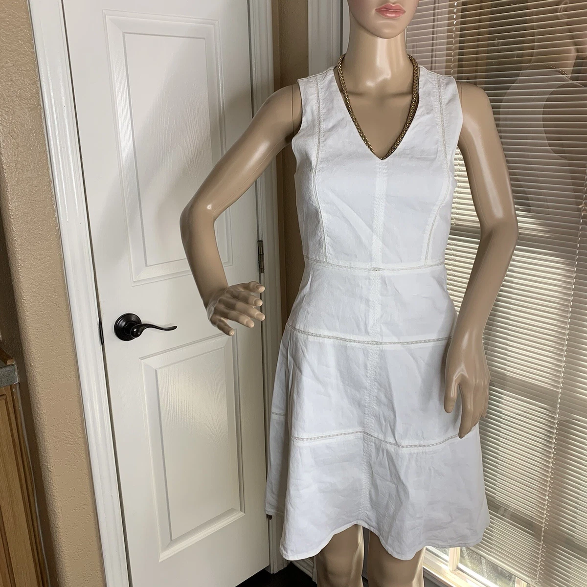 Theory white linen dress clearance