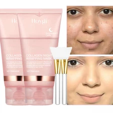 2 Pack Collagen Overnight Wrapping Peel Off Facial Mask Renewal Night Skin Care