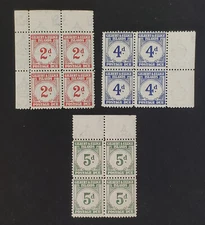GILBERT & ELLICE Islands. GVI. 1940. POSTAGE DUES in marginal blocks of 4 MUH.