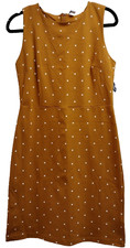 Old Navy MUSTARD POLKA DOTS Dress Size M COTTON STRETCH CHIC 60S STYLE MOD