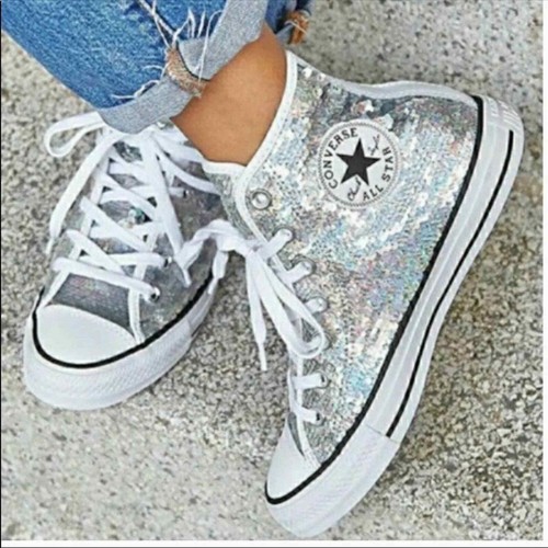 converse gunmetal sequin