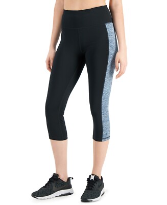 $25 Id Ideology Womens Essentials Colorblocked Cropped Leggings Gray Size 2XL