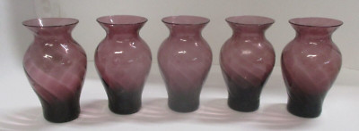 5 Vintage Gardeners Eden 4'' Purple Vases