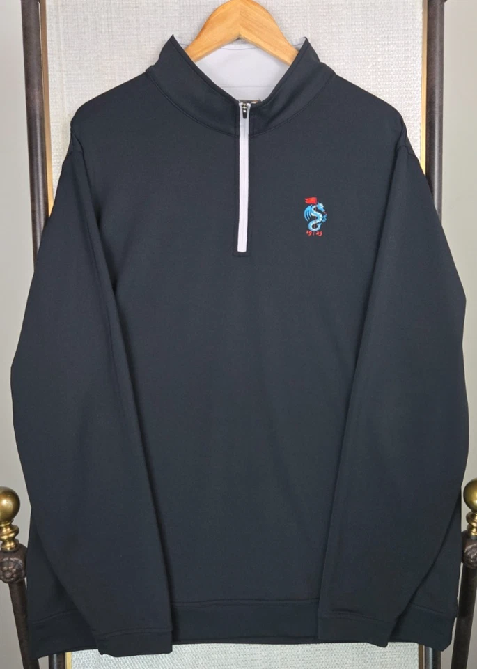 PETER MILLAR x MONTEREY PENINSULA Mens 2XL 1/4 Zip Pullover Midnight Blue Perth - Image 2 of 4