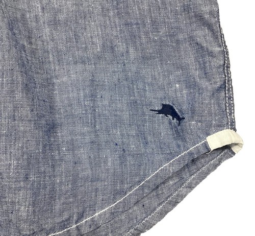 Tommy Bahama Mens L Blue 100% Linen Short Sleeve Button Casual Swordfish Shirt - Picture 7 of 19
