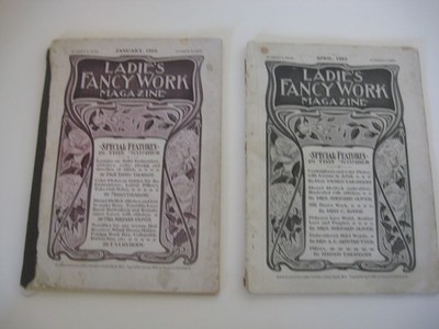 2 Ladies Fancy Work Magazine 1903,Various needlework,Arts & Crafts style pillows