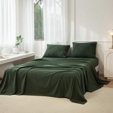 Queen Size Sheet Set, 4-Piece - 100 Washed Cotton, Linen-Like Soft Breatha...