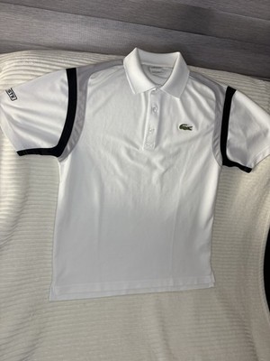 Lacoste Sport Tennis Polo Shirt Mens Large White Black Colorblock Performance