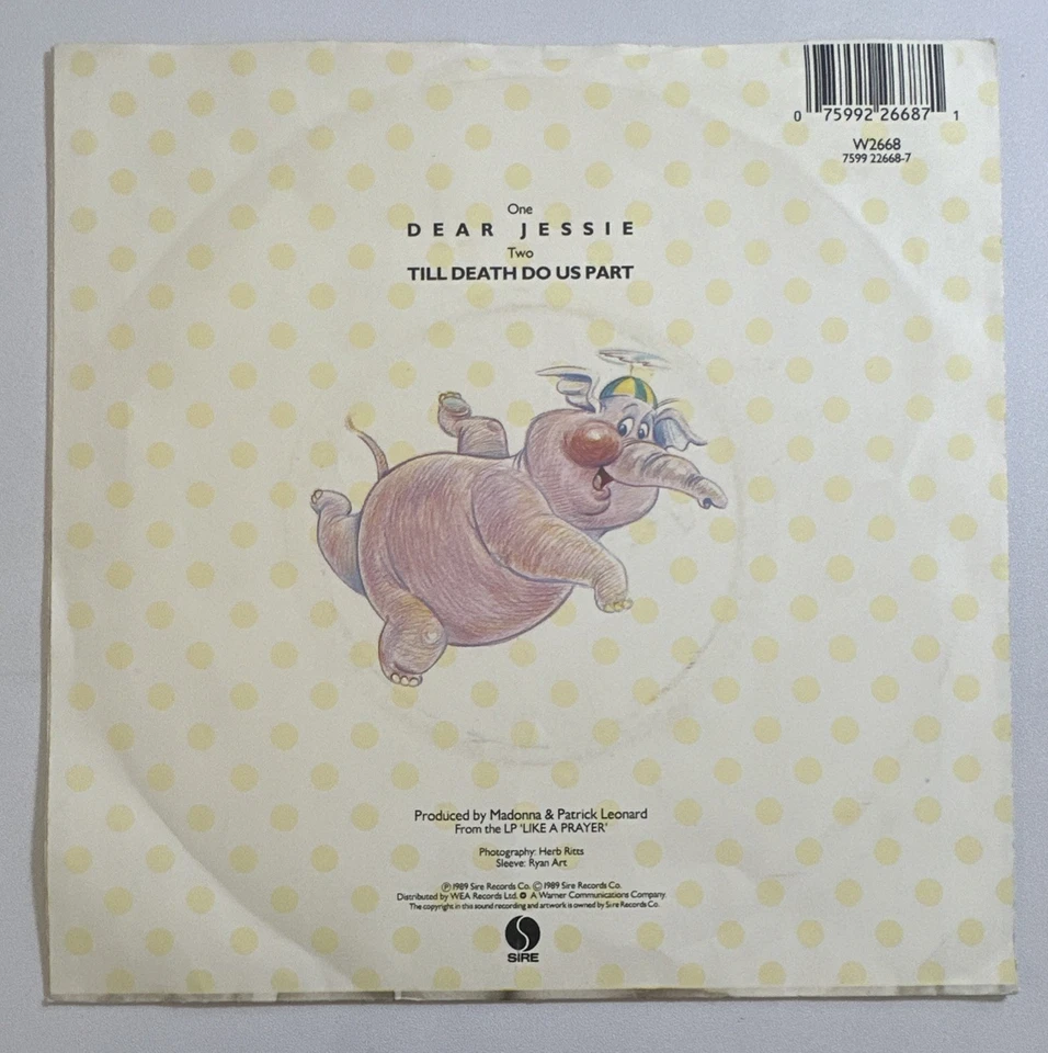 Madonna – Dear Jessie / Till Death Do Us Part - Sire Records 1989 7" Vinyl EX/EX - Image 3 of 4