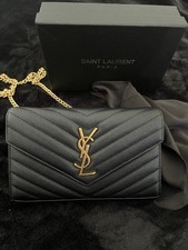 Saint Laurent Cassandre Matelass  Chain Wallet Medium      