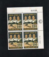 VENEZUELA - 1969 - MAN ON THE MOON - CYLINDER CONTROL BLOCK - MINT NOT HINGED