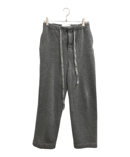 Loewe, LOEWE Drawstring Leather Patch Wool Trousers H526Y04X24 42 Gray