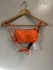 Wild Fable Women  s Orange Bralette Bikini Top XS 0-2 NWT Tunneled Side Detail