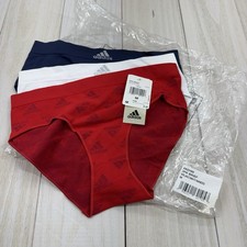 ADIDAS 3-Pack Women  s BIKINI Underwear Panties Size Medium Blue White Red