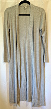 A New Day Womens Gray Ribbed Duster Cardigan Open Front Long Sweater M