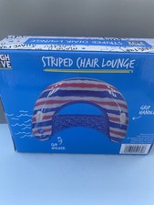 Pool Float Striped Chair Lounge Inflatable Pool Float With Cup Holder-NEW High 5