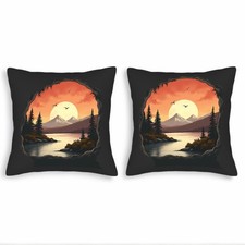 Set of 2 18x18in Throw Pillow Covers - Serene Landscape Design