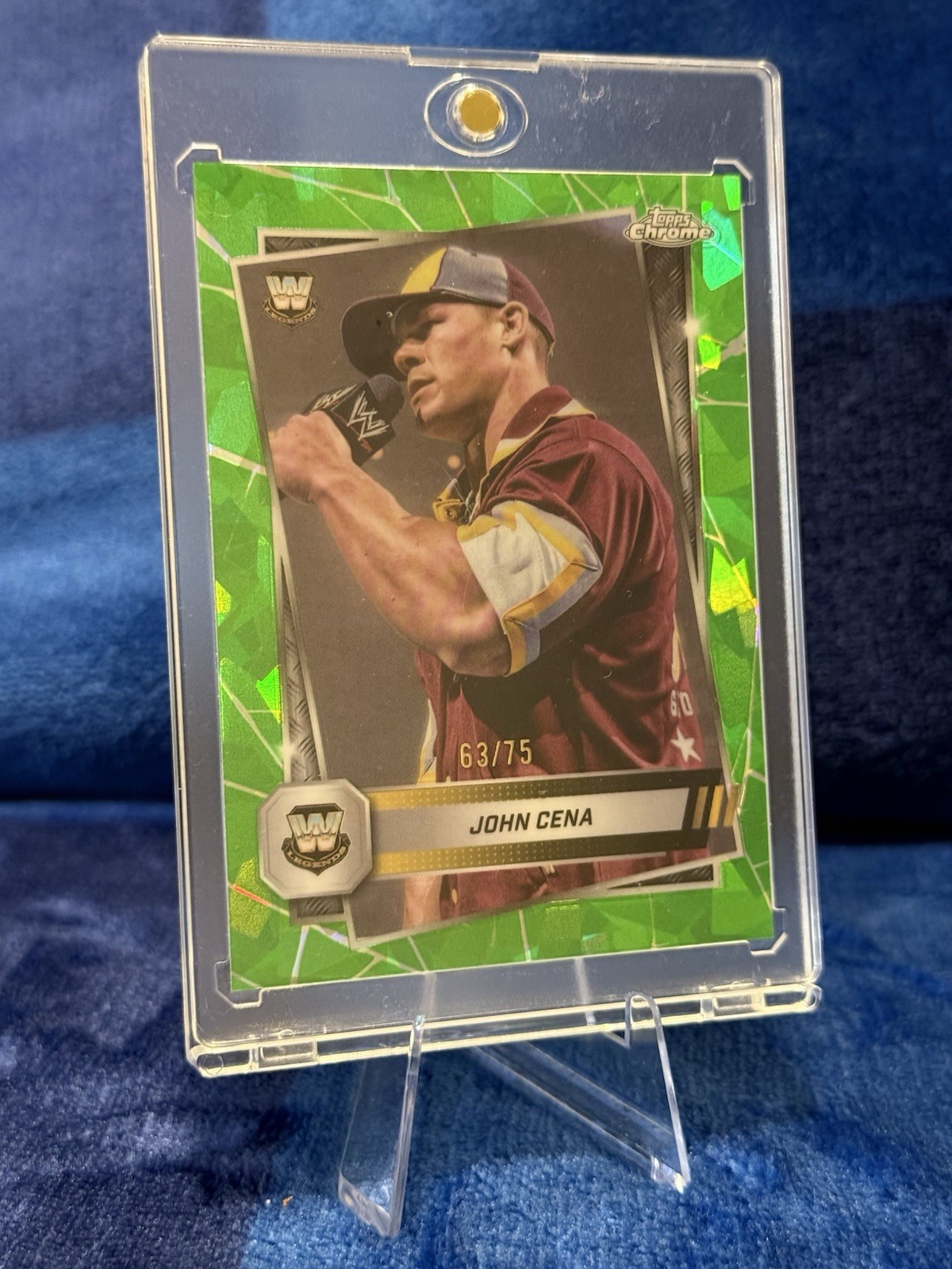 Topps Chrome WWE 2025 John Cena #16 Neon Green Geometric Refractor /75