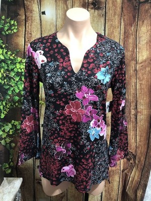 NWT! N Natori Long Sleeve Top Size S (4/6) Floral M-25