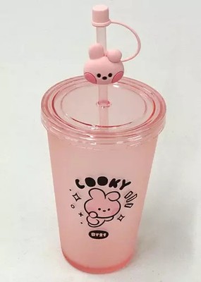 BT21 Minini Tumbler with Straw Jungkook Character Cooler Cup 6.2in Reusable